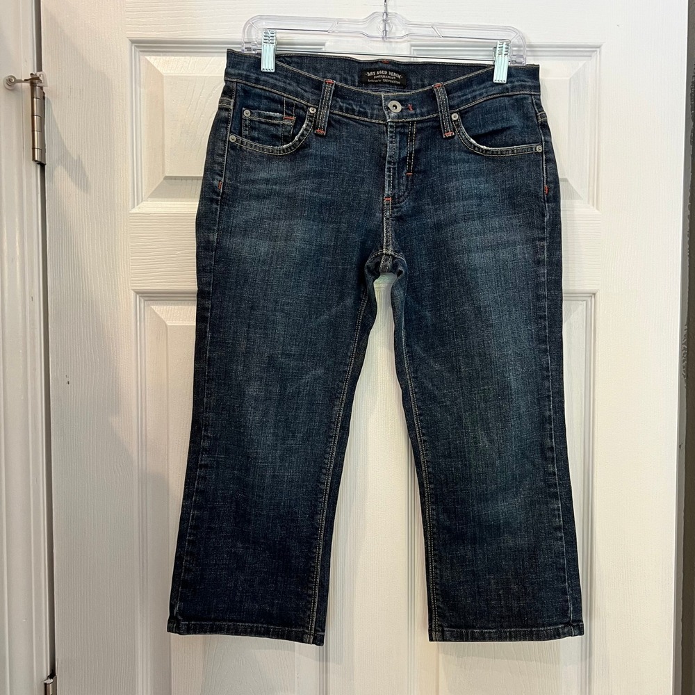 James Jeans Cropped Jeans Cotton Lycra Dark Wash Indigo Dry Aged Denim 28 Y2K